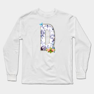 Name Initial Letter D and Budgerigar aka Parakeet Long Sleeve T-Shirt